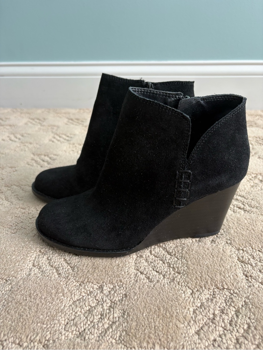 Lucky Brand Suede Wedge Ankle Booties, womens 6.5